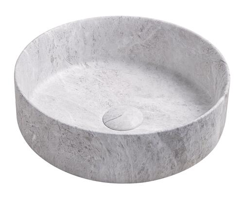 Vasque ronde à poser NAMI en céramique Ø34,6 x H. 11,4 cm - Marbre gris